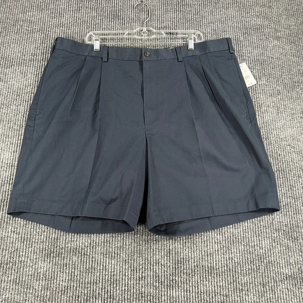 Brooks Brothers Elliot Shorts Mens 42 Blue Pleated Chino Casual Work Golf New